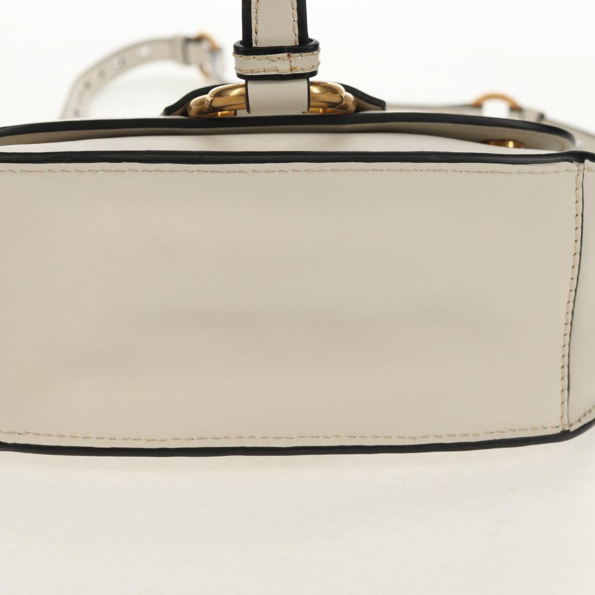 Miu Miu Dahlia Hand Bag Leather 2way White Gold Auth 153911V
