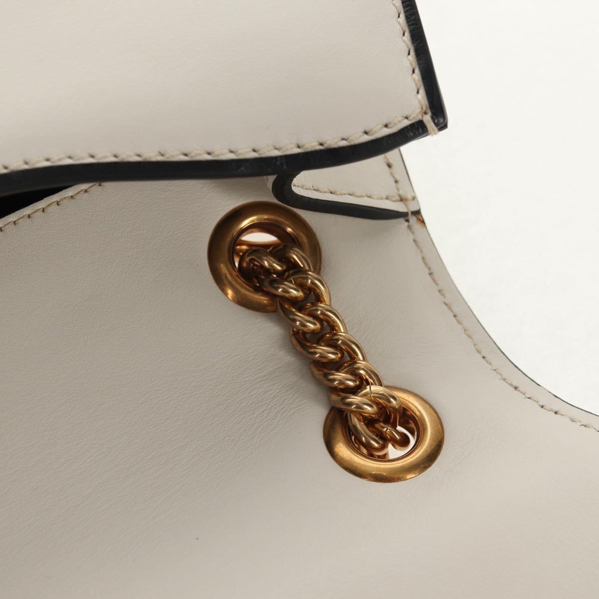 Miu Miu Dahlia Hand Bag Leather 2way White Gold Auth 153911V