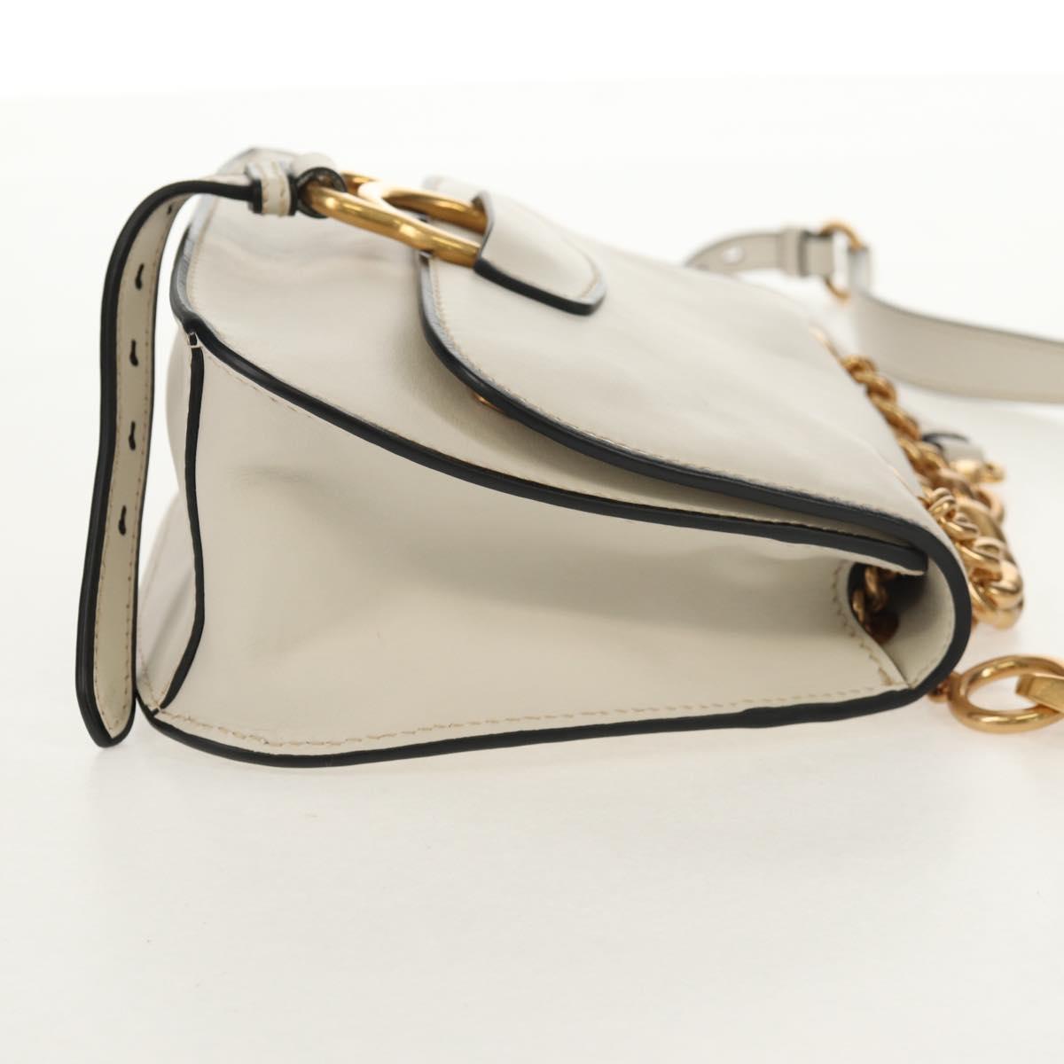 Miu Miu Dahlia Hand Bag Leather 2way White Gold Auth 153911V