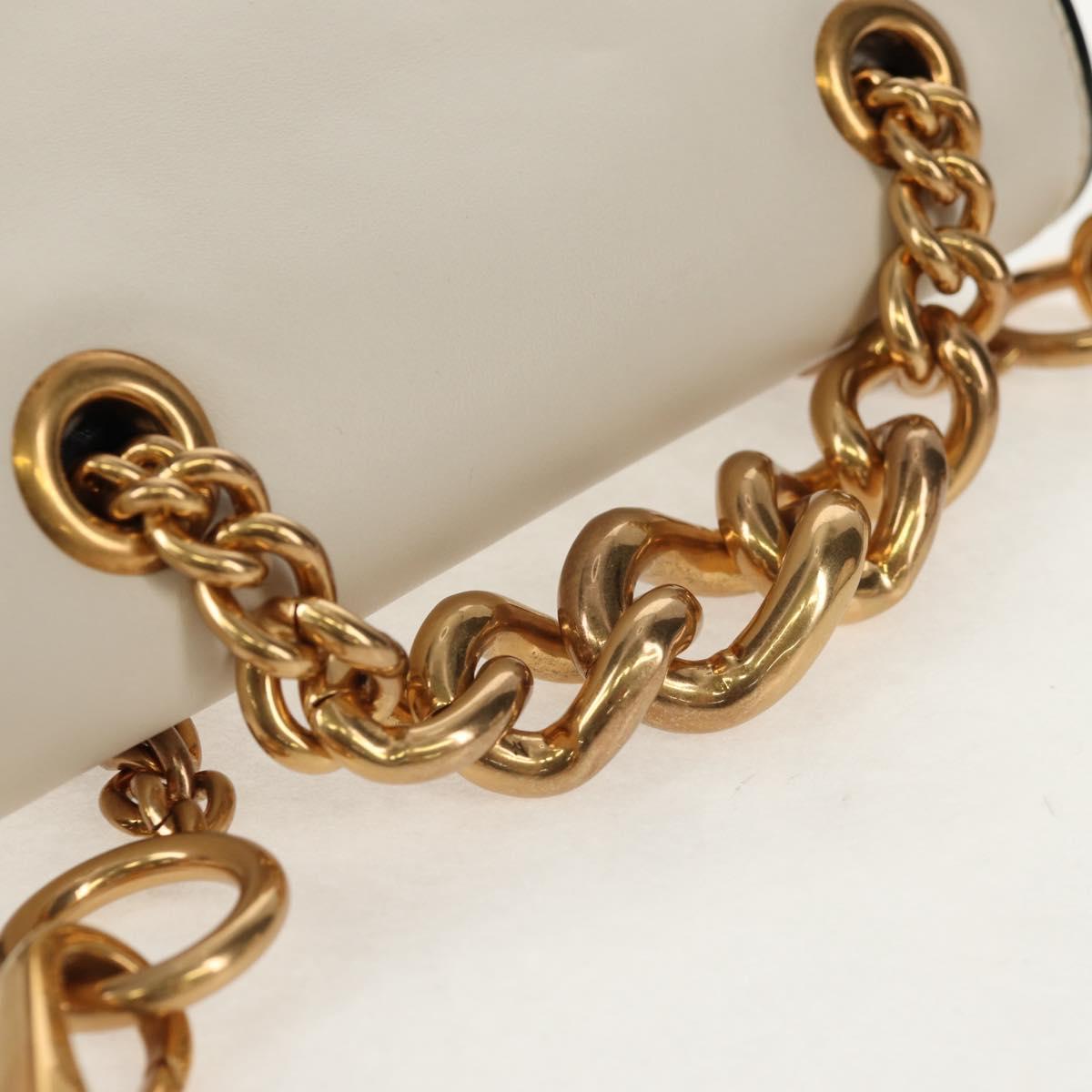 Miu Miu Dahlia Hand Bag Leather 2way White Gold Auth 153911V