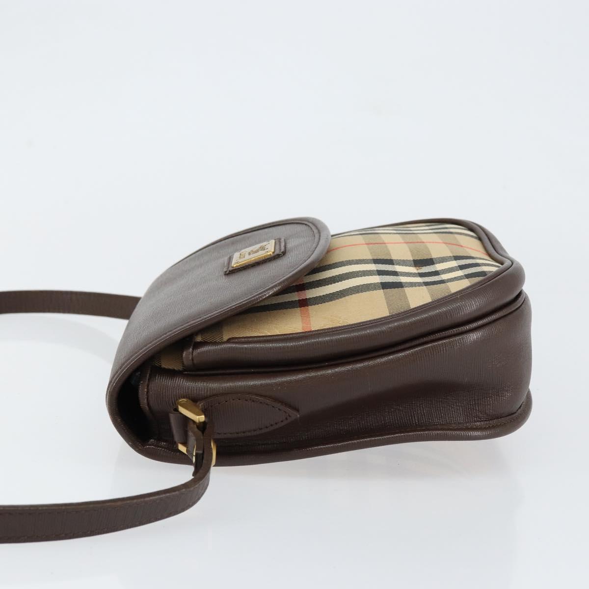 Burberrys Nova Check Shoulder Bag Canvas Beige Gold Auth 153922