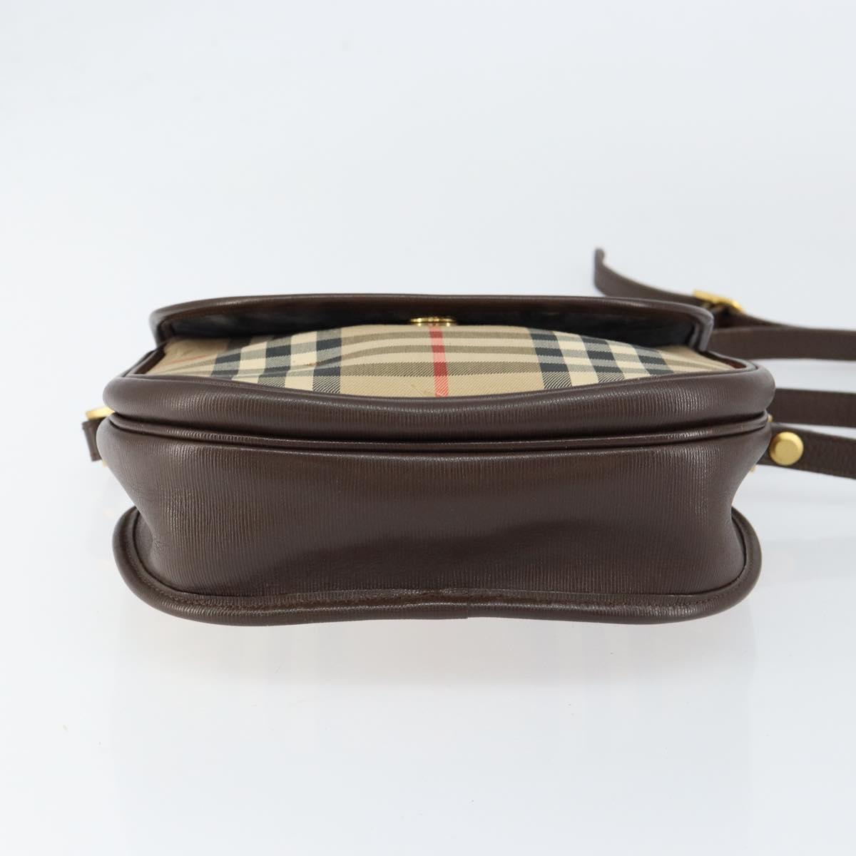 Burberrys Nova Check Shoulder Bag Canvas Beige Gold Auth 153922