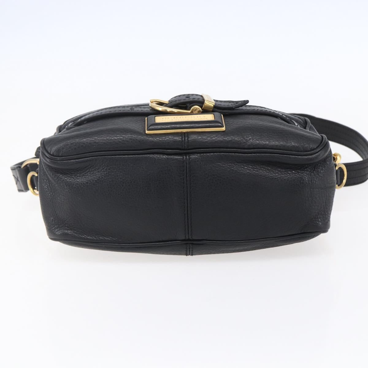 BURBERRY Shoulder Bag Leather Black Gold Auth 153923
