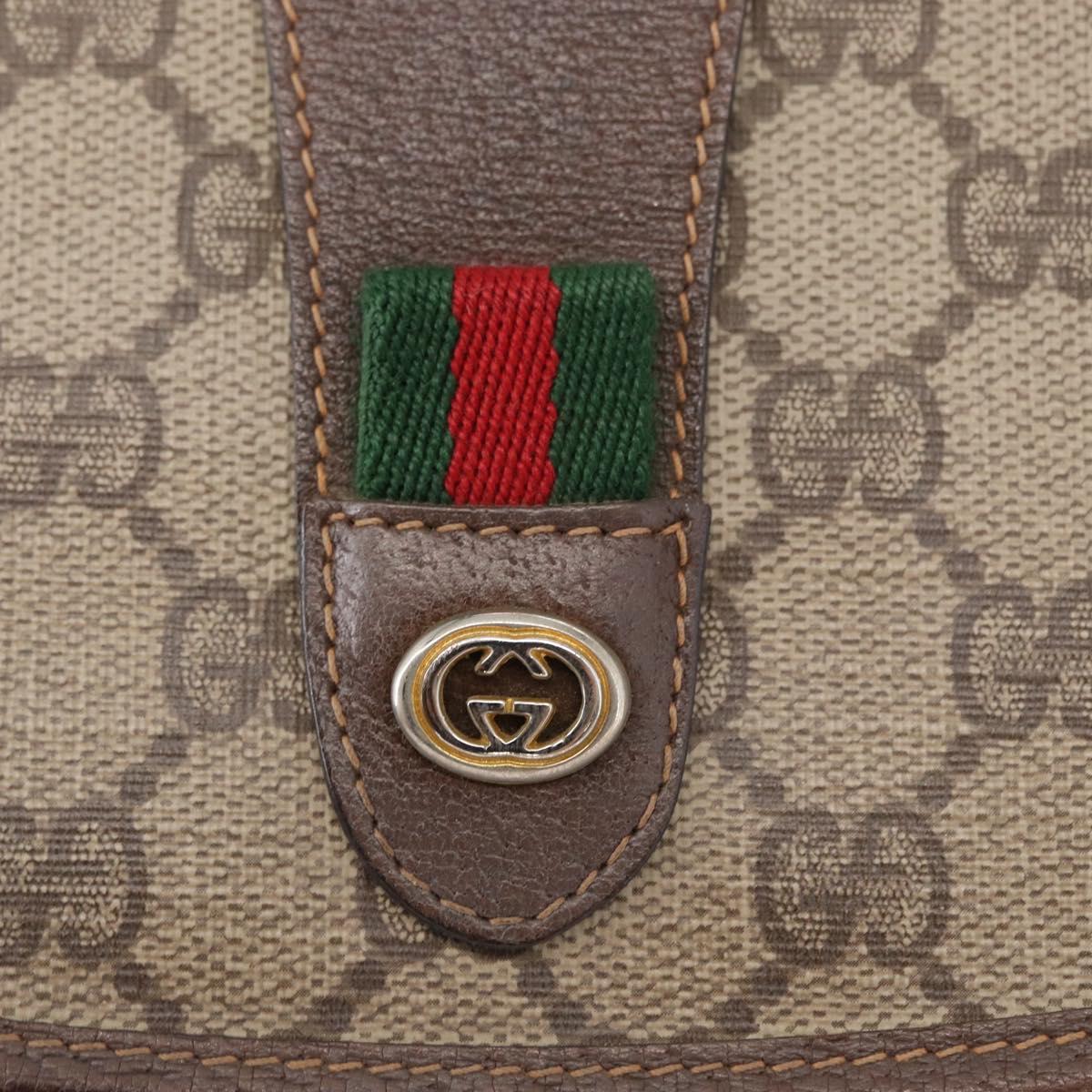 GUCCI GG Supreme Web Sherry Line Bag PVC Beige Gold 156 01 030 Auth 153924