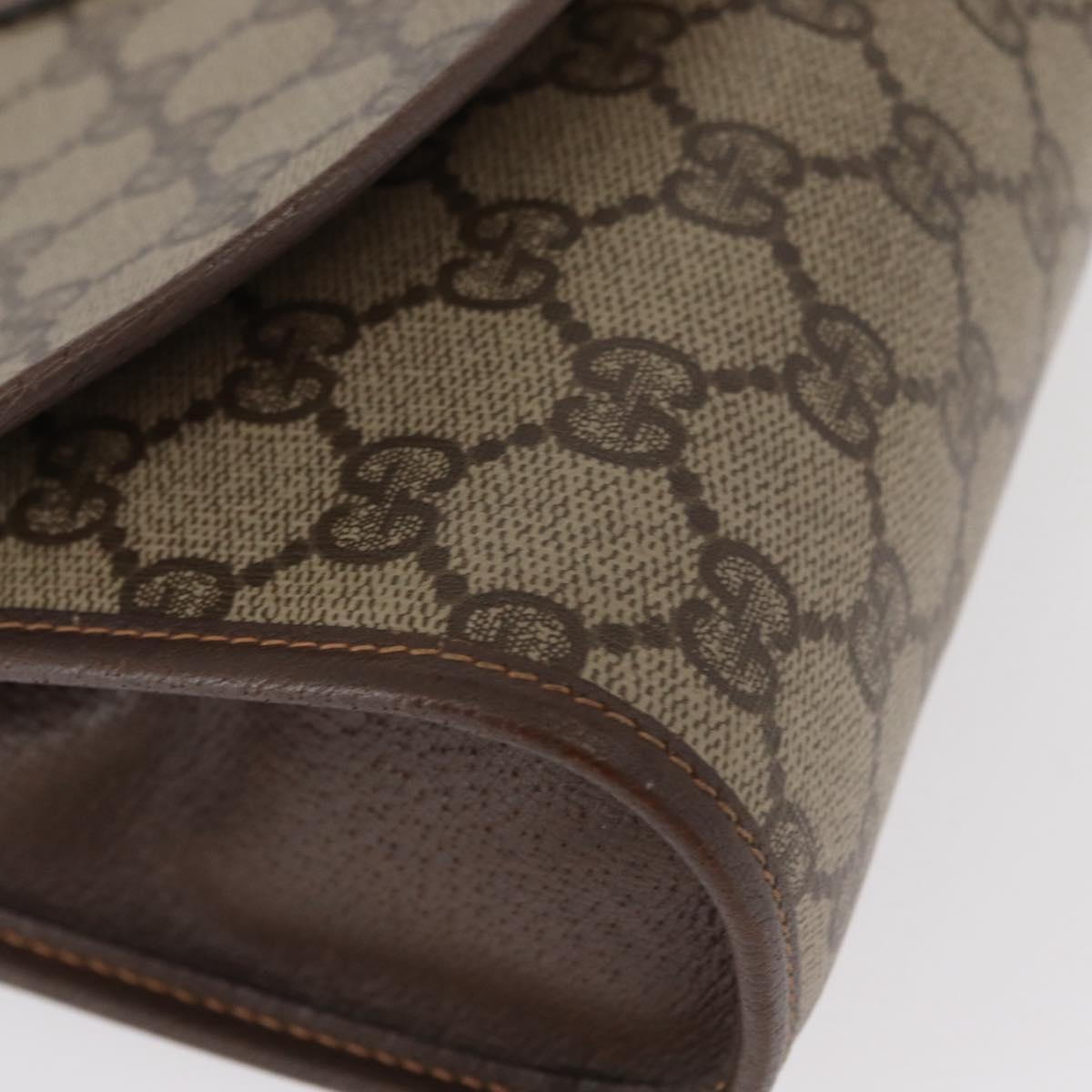 GUCCI GG Supreme Web Sherry Line Bag PVC Beige Gold 156 01 030 Auth 153924