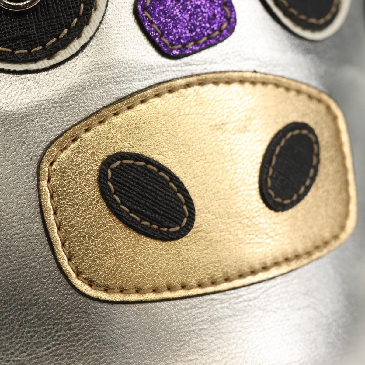 GUCCI Hand Bag Leather Silver Auth 153926M