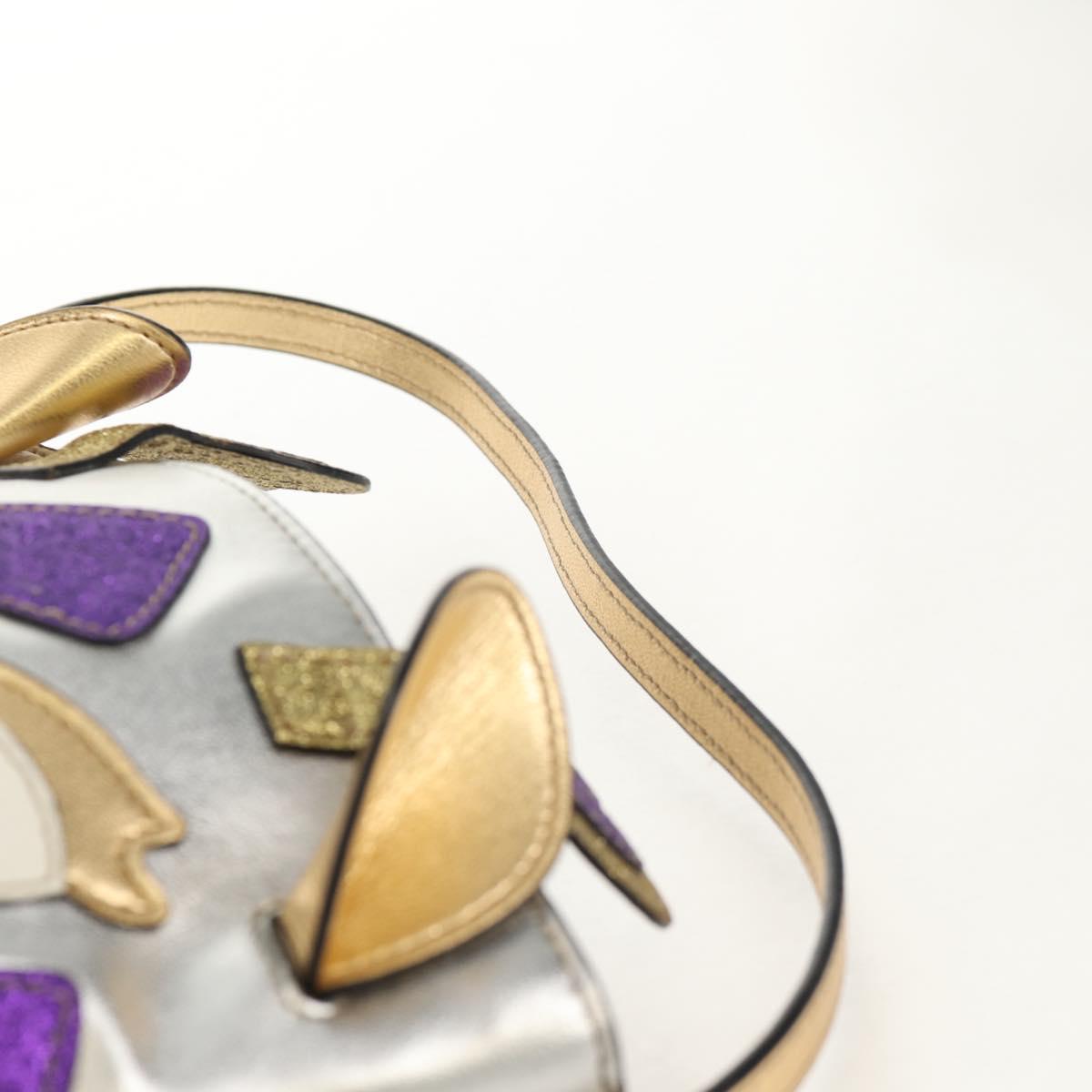 GUCCI Hand Bag Leather Silver Auth 153926M