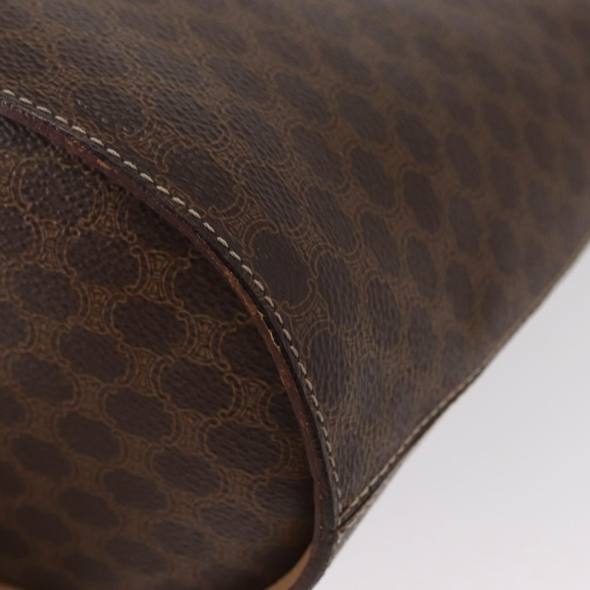 CELINE Macadam Canvas Circle Shoulder Bag PVC Leather Brown Gold Auth 153927