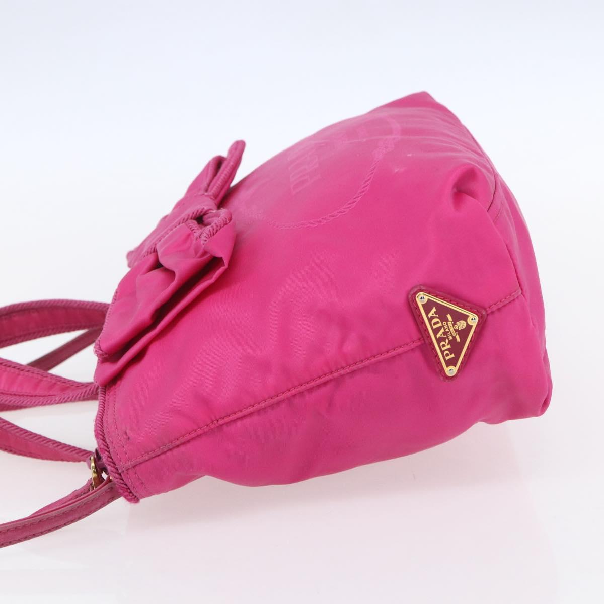 PRADA Hand Bag Nylon 2way Pink Gold Auth 153929