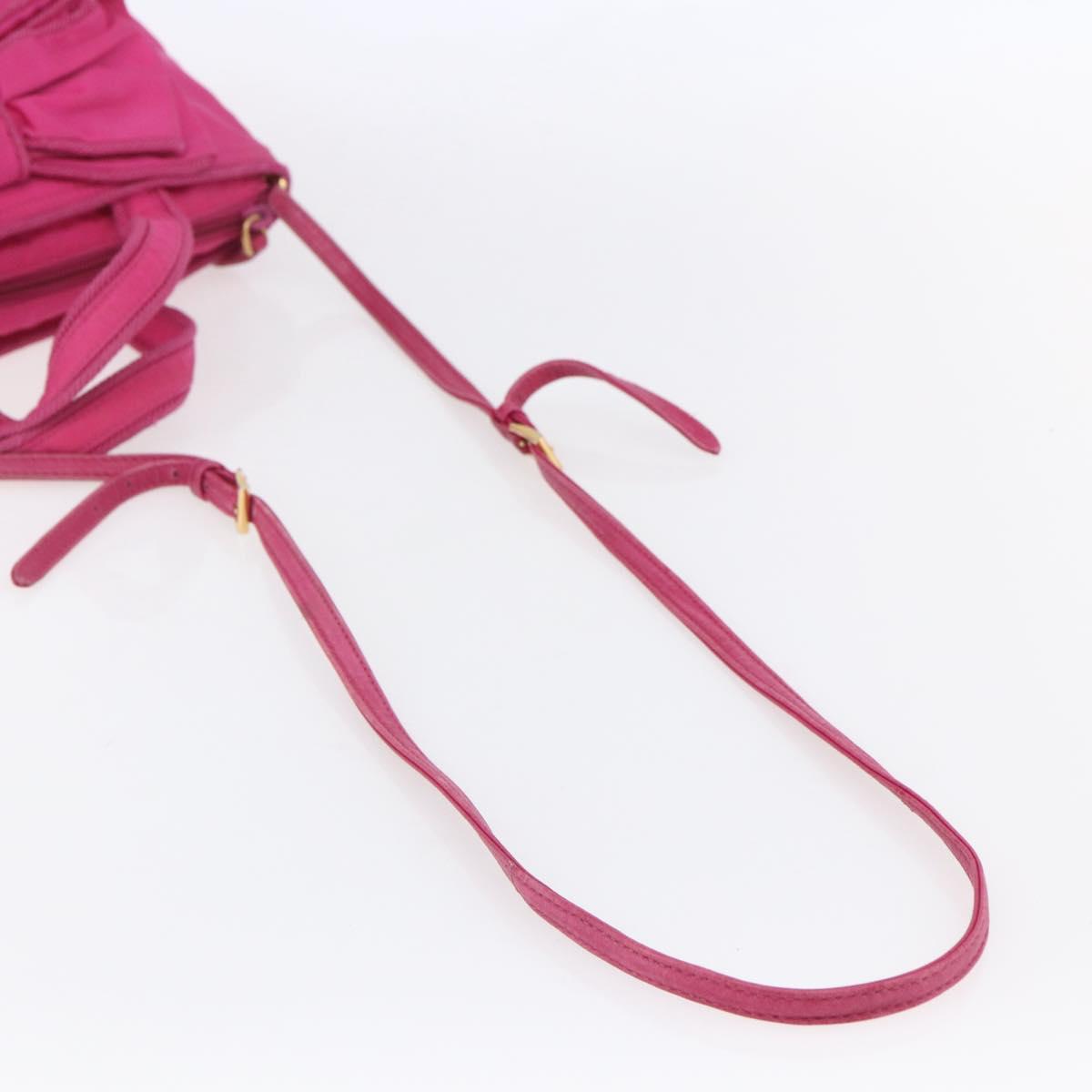 PRADA Hand Bag Nylon 2way Pink Gold Auth 153929