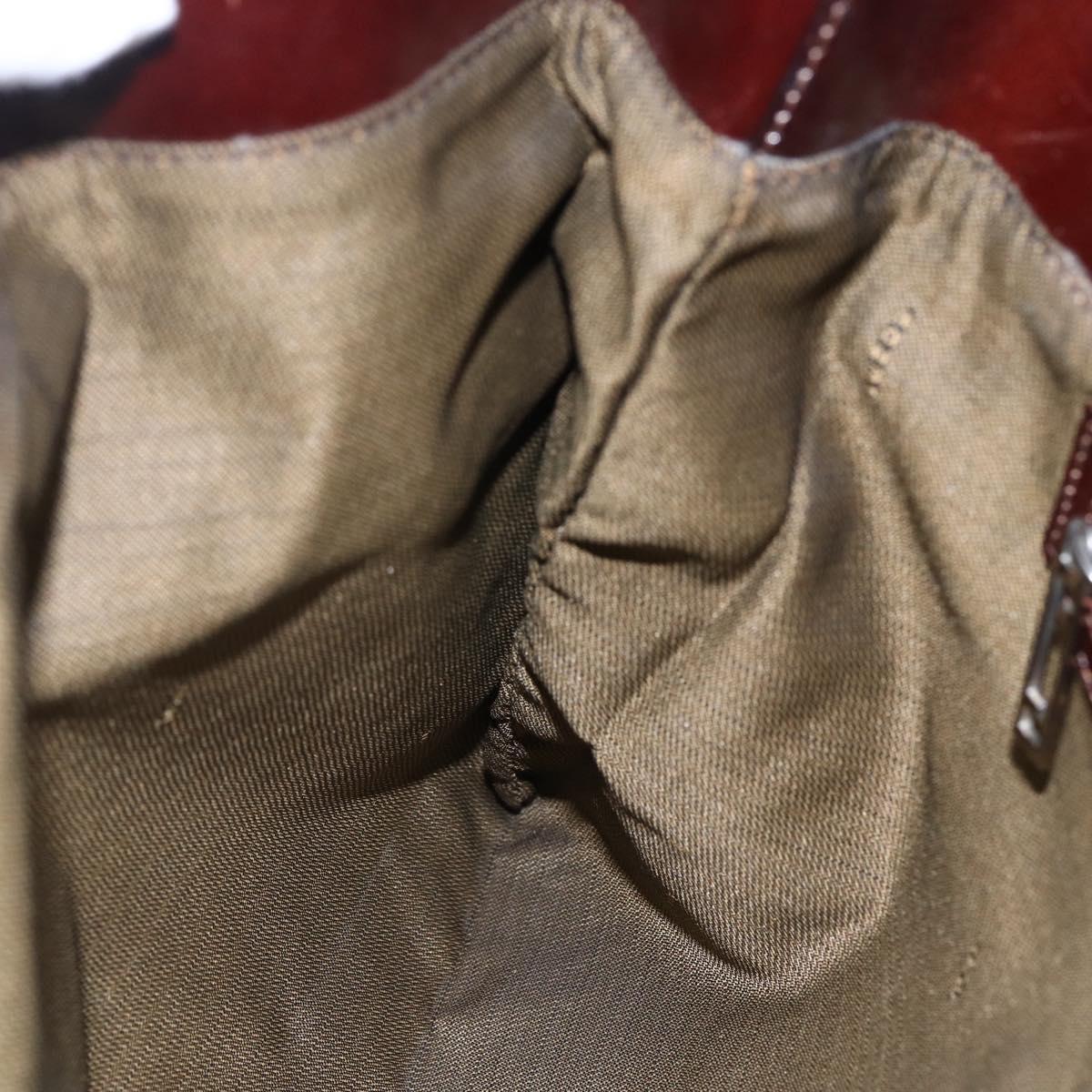 FENDI Zucca Canvas Hand Bag Black Brown Auth 153931