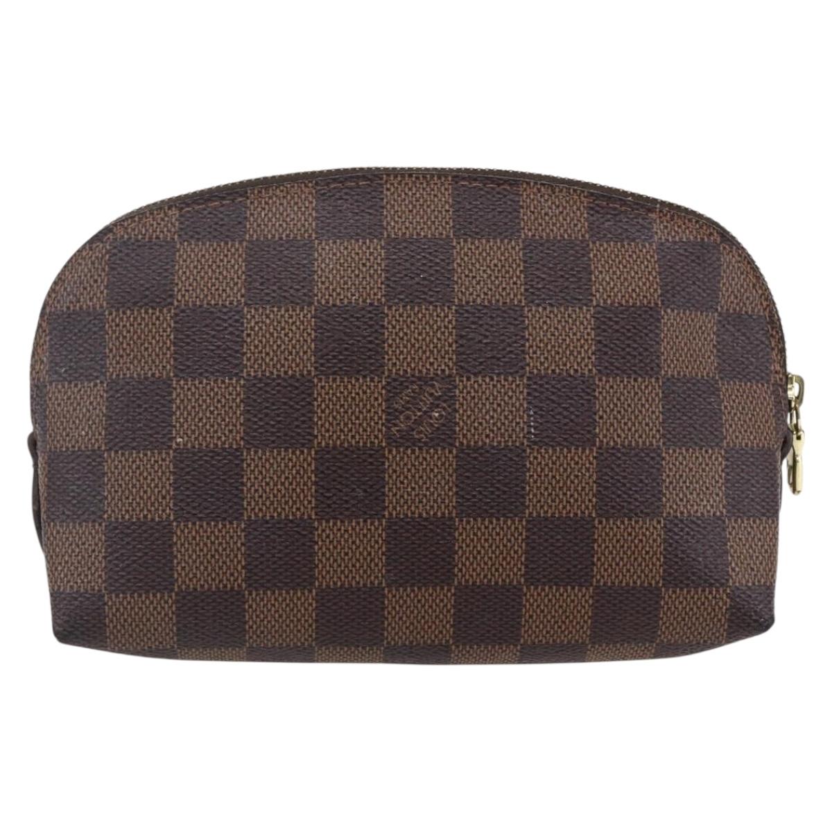 LOUIS VUITTON Damier Ebene Pochette Cosmetic PM Pouch N47516 LV Auth 153935