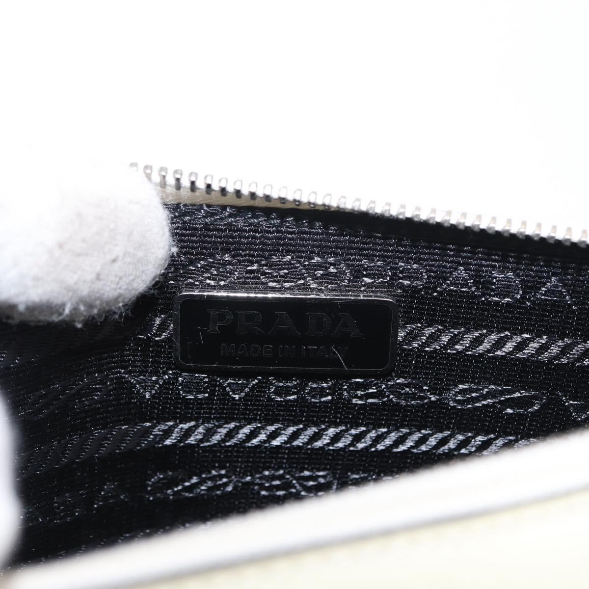 PRADA Chain Shoulder Bag Safiano leather White Silver Auth 153937