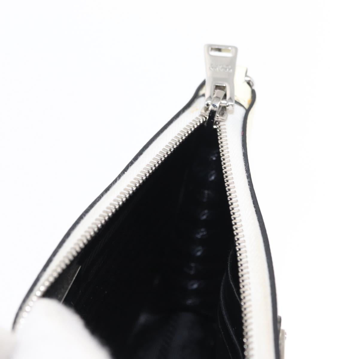 PRADA Chain Shoulder Bag Safiano leather White Silver Auth 153937
