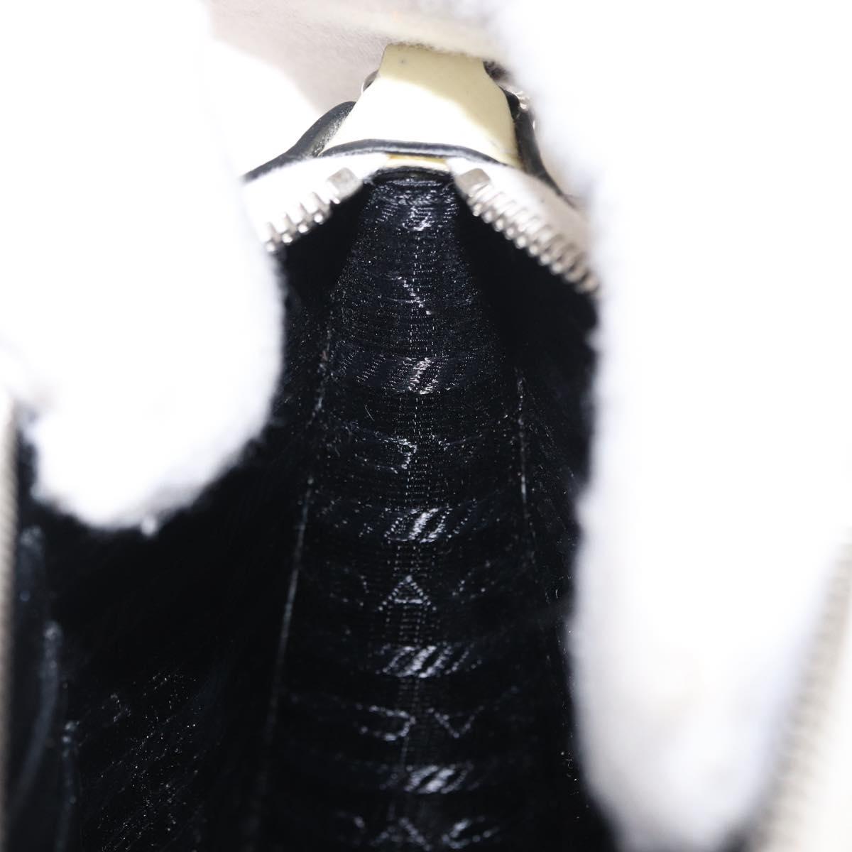 PRADA Chain Shoulder Bag Safiano leather White Silver Auth 153937