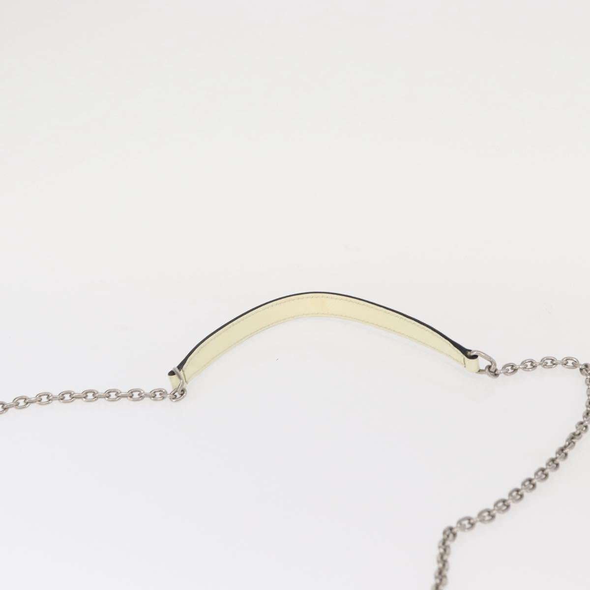 PRADA Chain Shoulder Bag Safiano leather White Silver Auth 153937