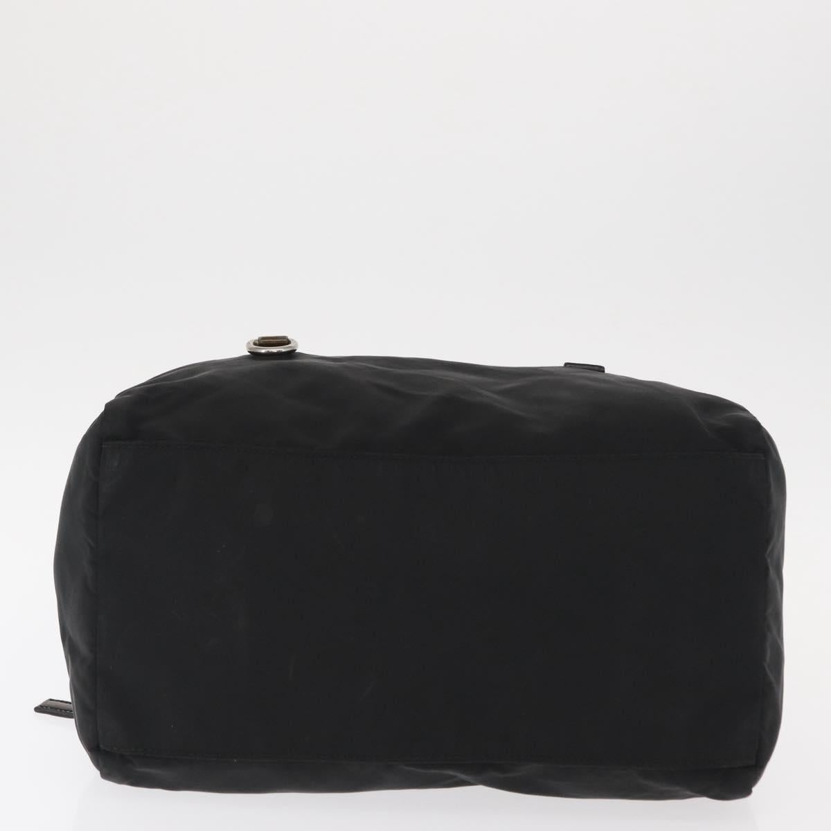 PRADA Hand Bag Nylon Black Silver Auth 153944