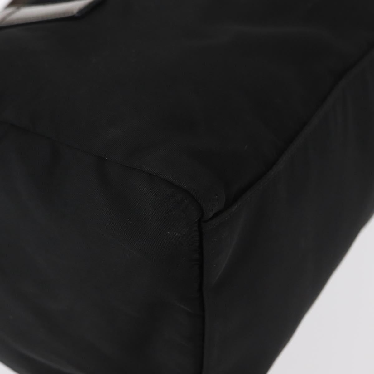 PRADA Hand Bag Nylon Black Silver Auth 153944
