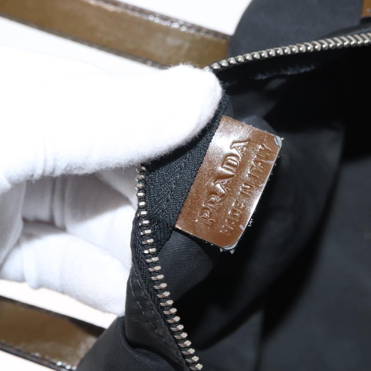 PRADA Hand Bag Nylon Black Silver Auth 153944