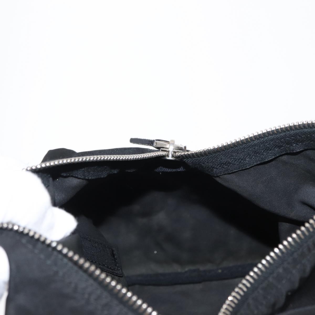 PRADA Hand Bag Nylon Black Silver Auth 153944