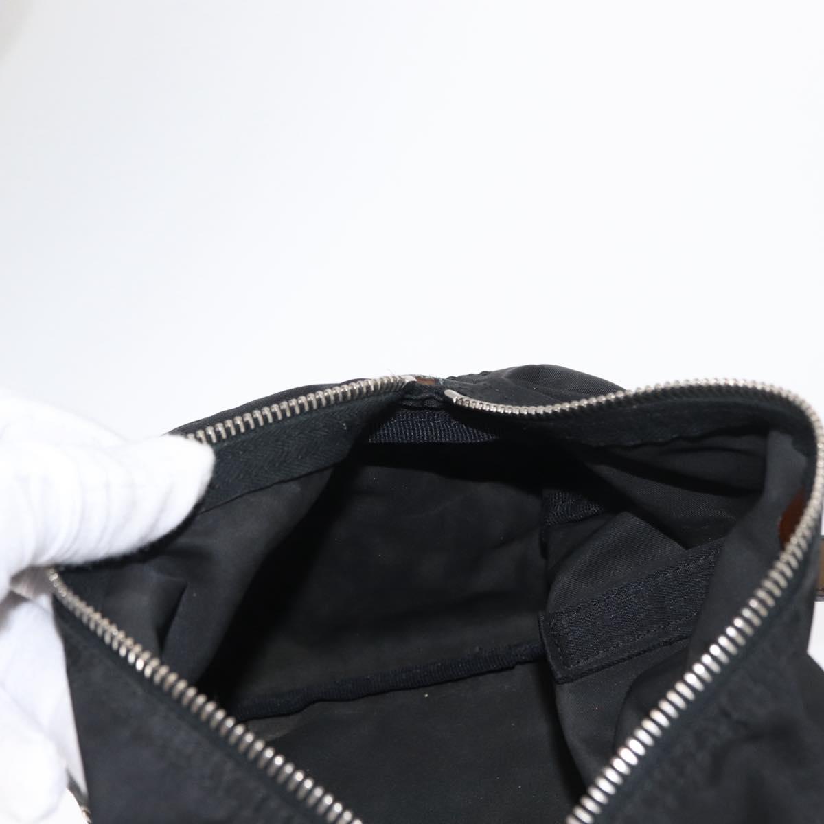 PRADA Hand Bag Nylon Black Silver Auth 153944