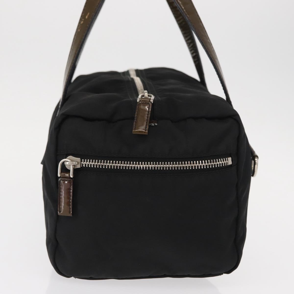 PRADA Hand Bag Nylon Black Silver Auth 153944