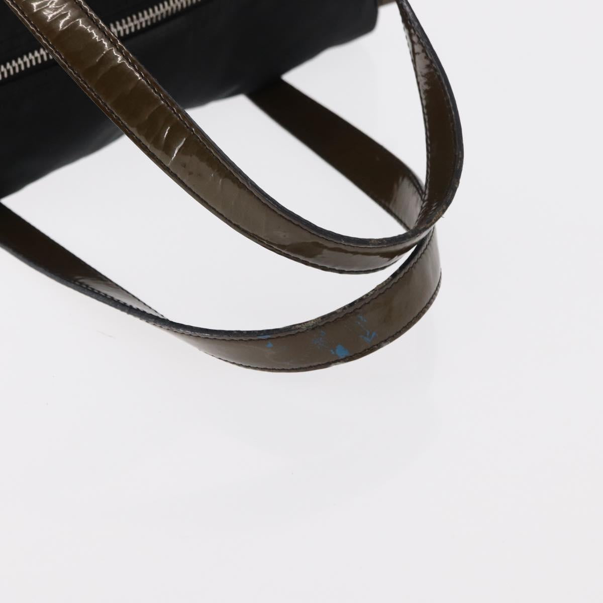 PRADA Hand Bag Nylon Black Silver Auth 153944