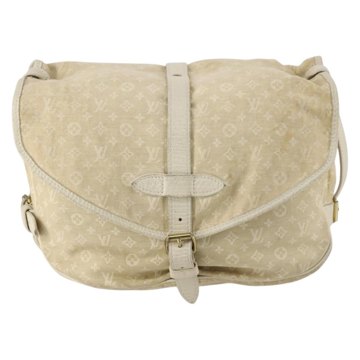 LOUIS VUITTON Monogram Mini Lin Saumur PM Bag Ivory Dunne M95314 LV Auth 153946