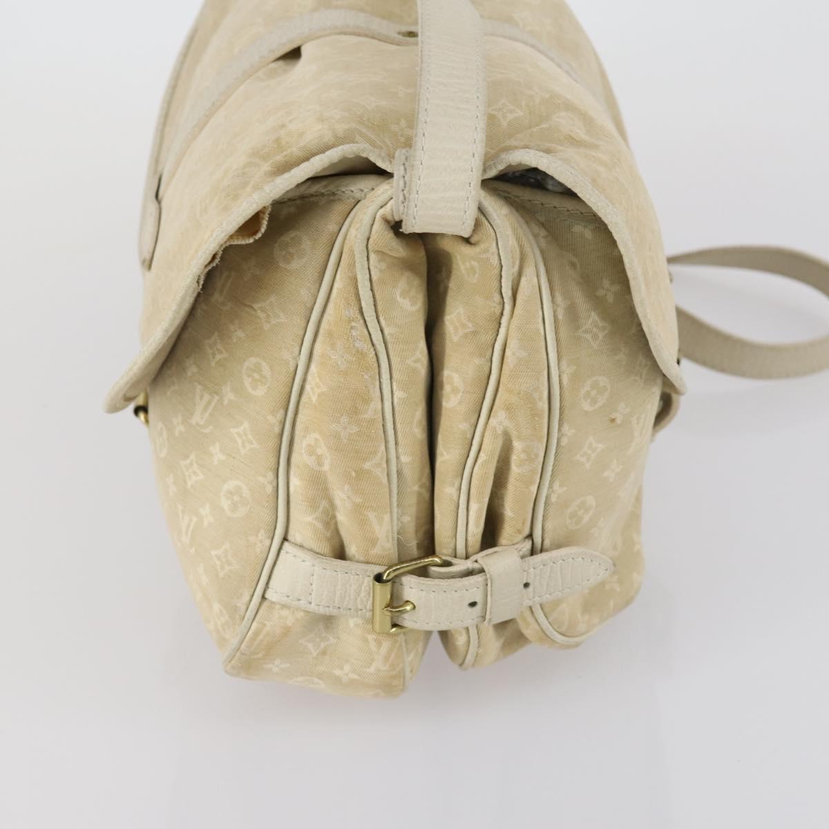 LOUIS VUITTON Monogram Mini Lin Saumur PM Bag Ivory Dunne M95314 LV Auth 153946