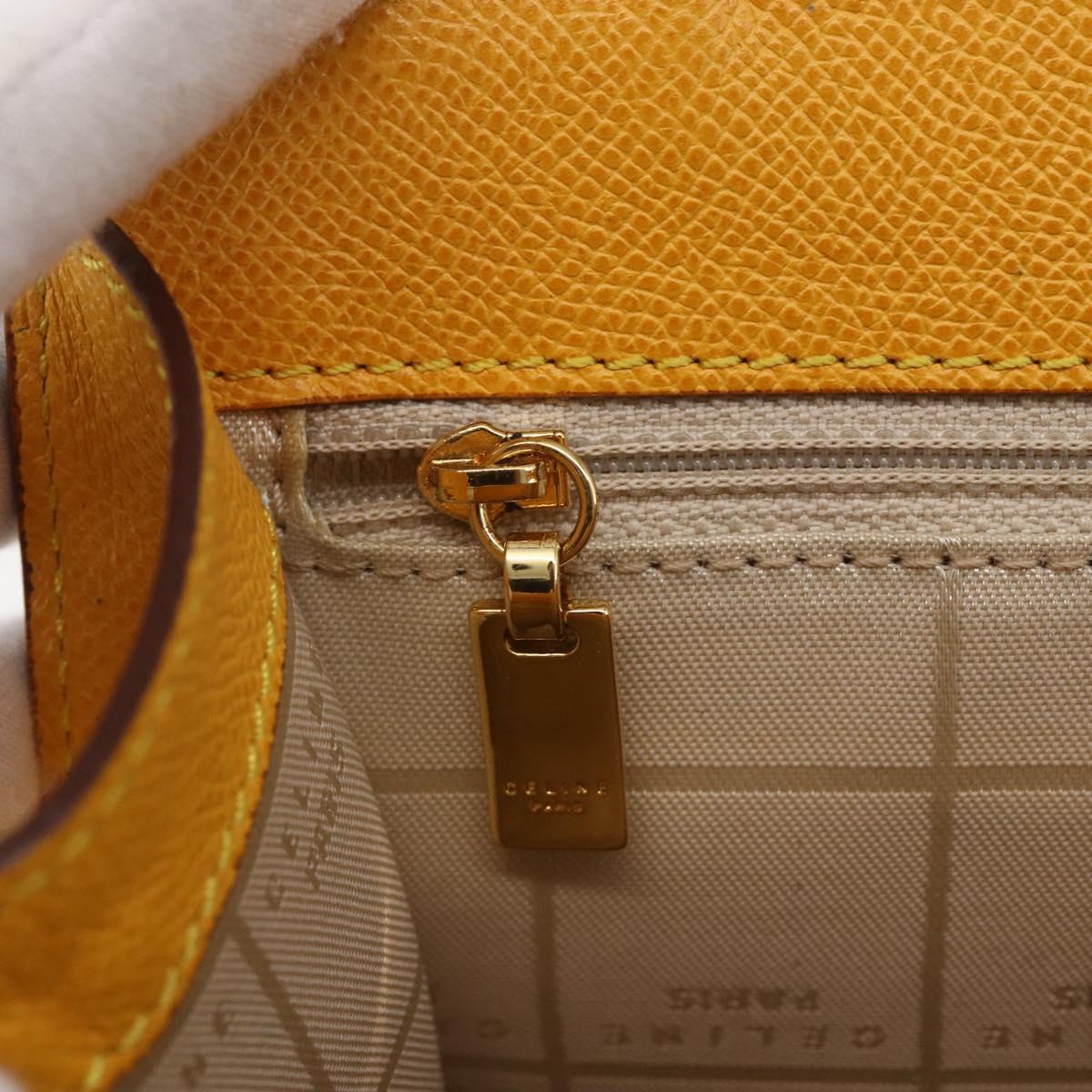 CELINE Shoulder Bag Leather Yellow Gold Auth 153948