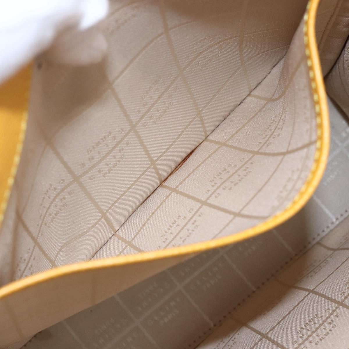 CELINE Shoulder Bag Leather Yellow Gold Auth 153948