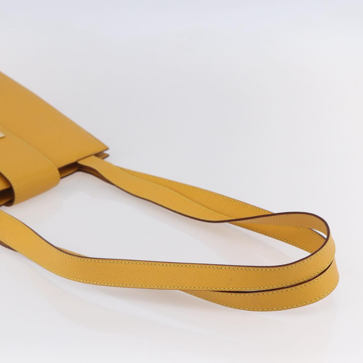 CELINE Shoulder Bag Leather Yellow Gold Auth 153948