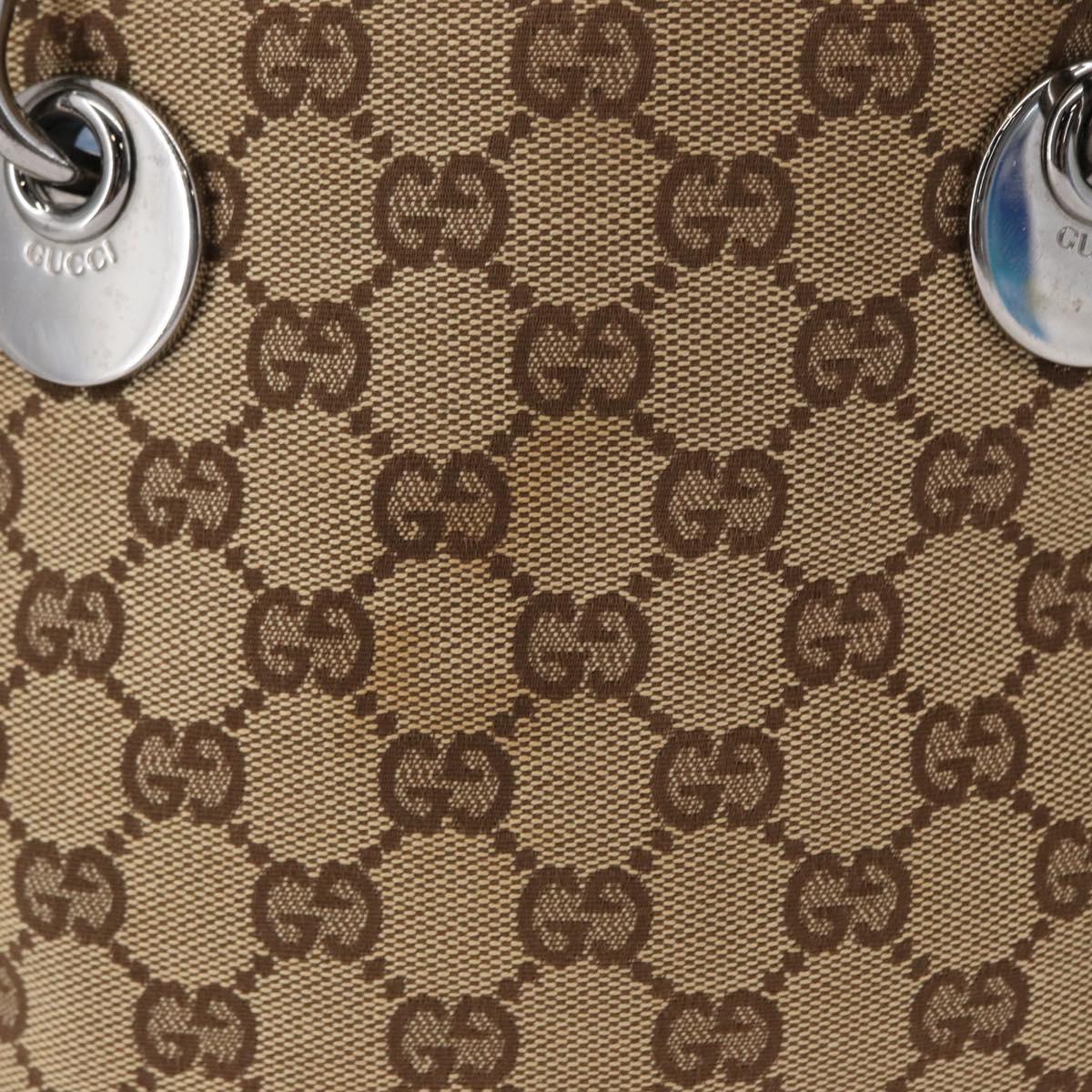 GUCCI GG Canvas Tote Bag Beige Silver 120840 Auth 153949
