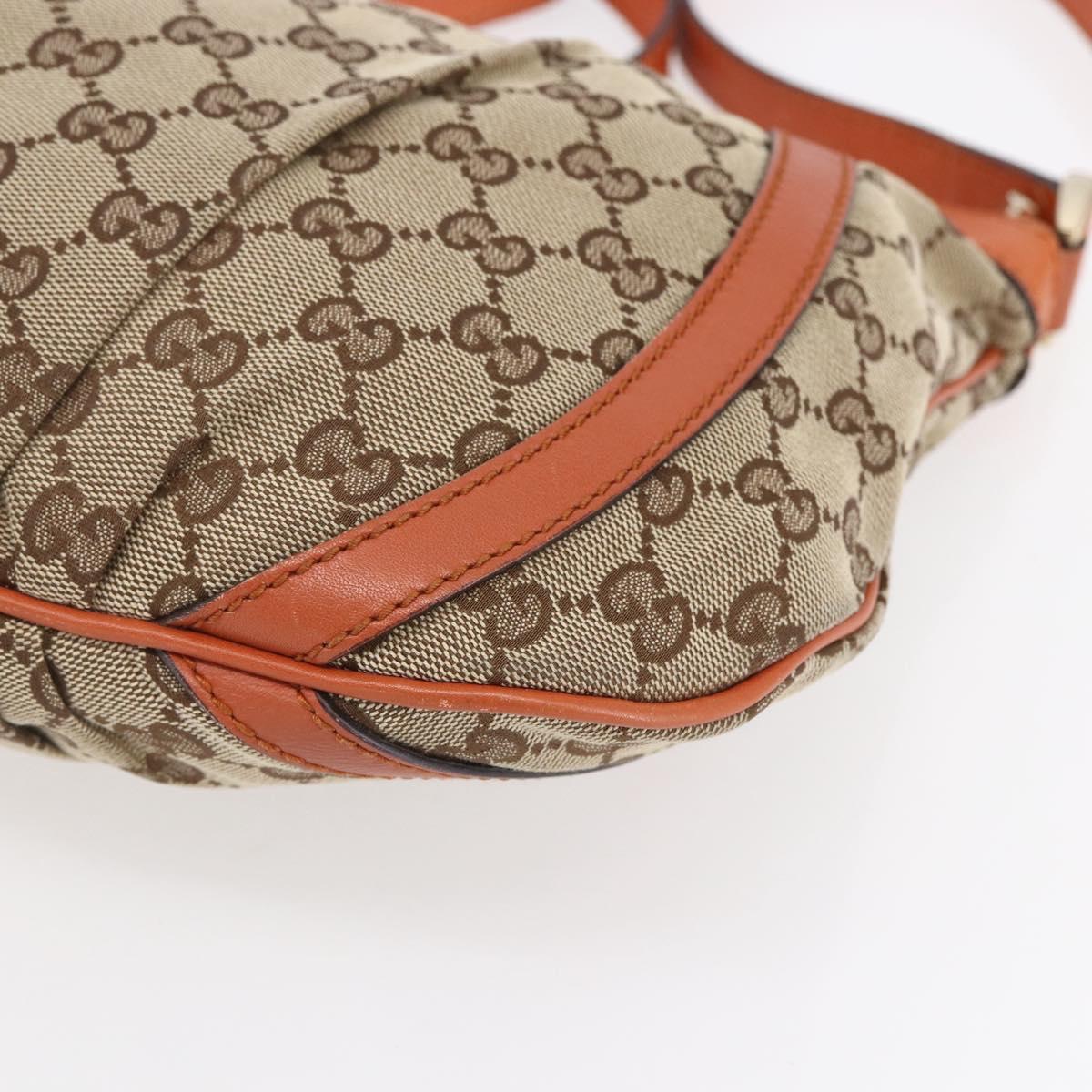 GUCCI GG Canvas Abbey Shoulder Bag Beige Gold 203257 Auth 153951