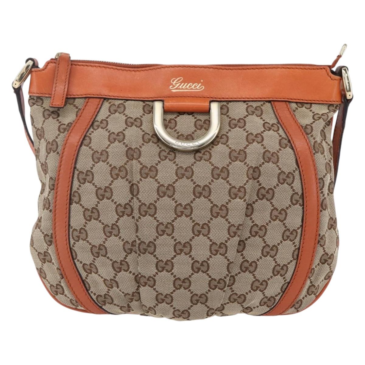 GUCCI GG Canvas Abbey Shoulder Bag Beige Gold 203257 Auth 153951