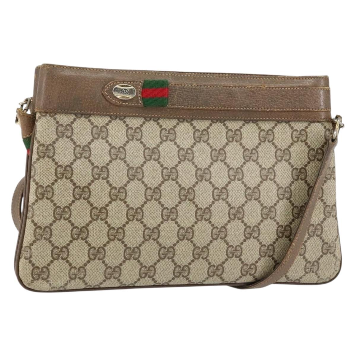 GUCCI GG Supreme Web Sherry Line Shoulder Bag PVC Beige 904 02 035 Auth 153952