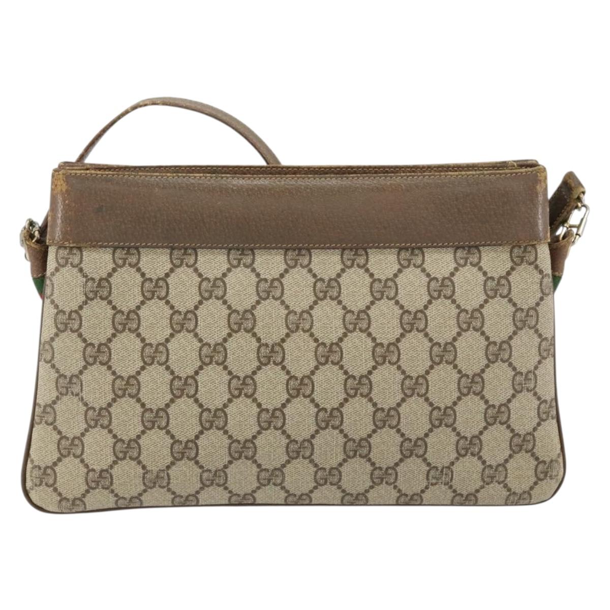 GUCCI GG Supreme Web Sherry Line Shoulder Bag PVC Beige 904 02 035 Auth 153952