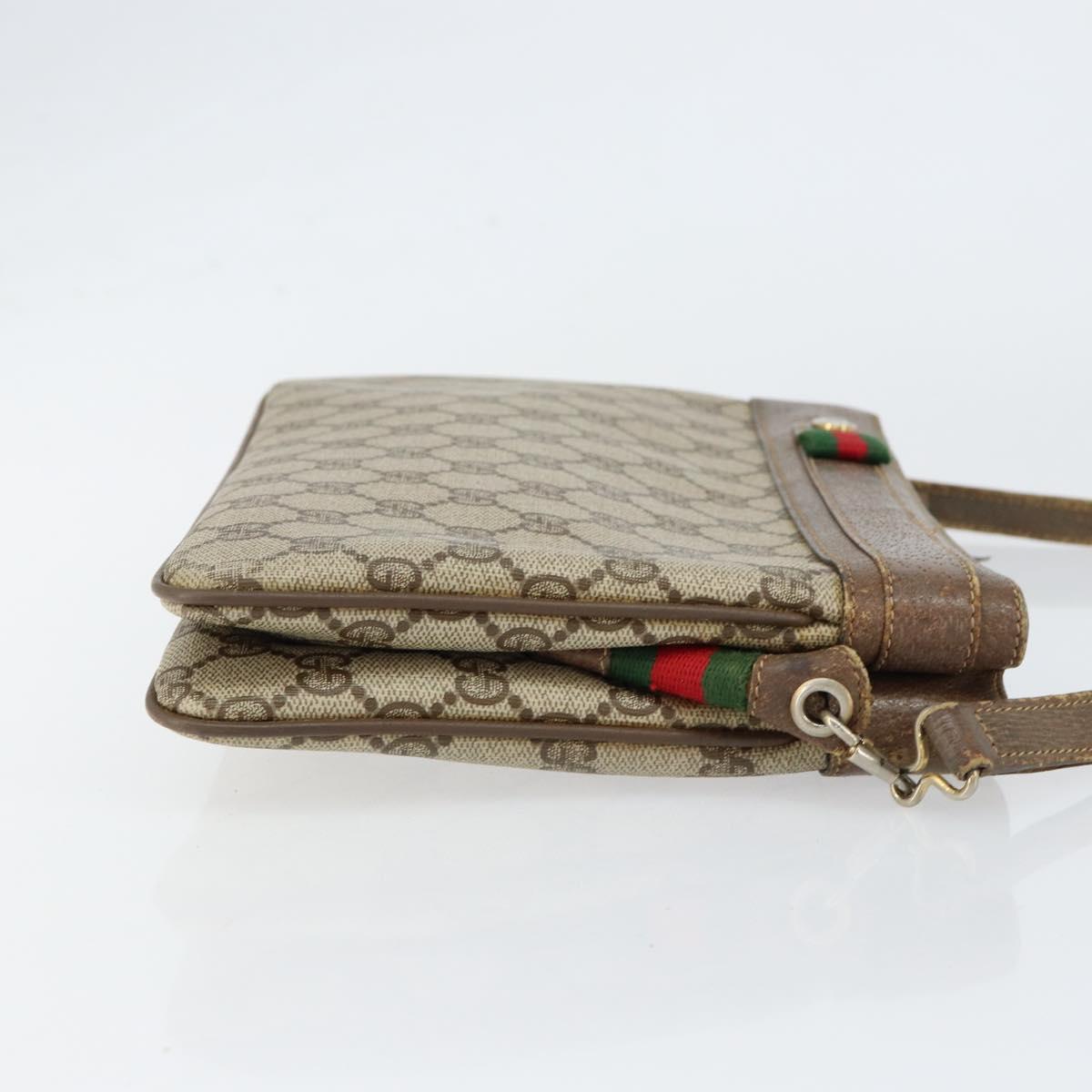 GUCCI GG Supreme Web Sherry Line Shoulder Bag PVC Beige 904 02 035 Auth 153952