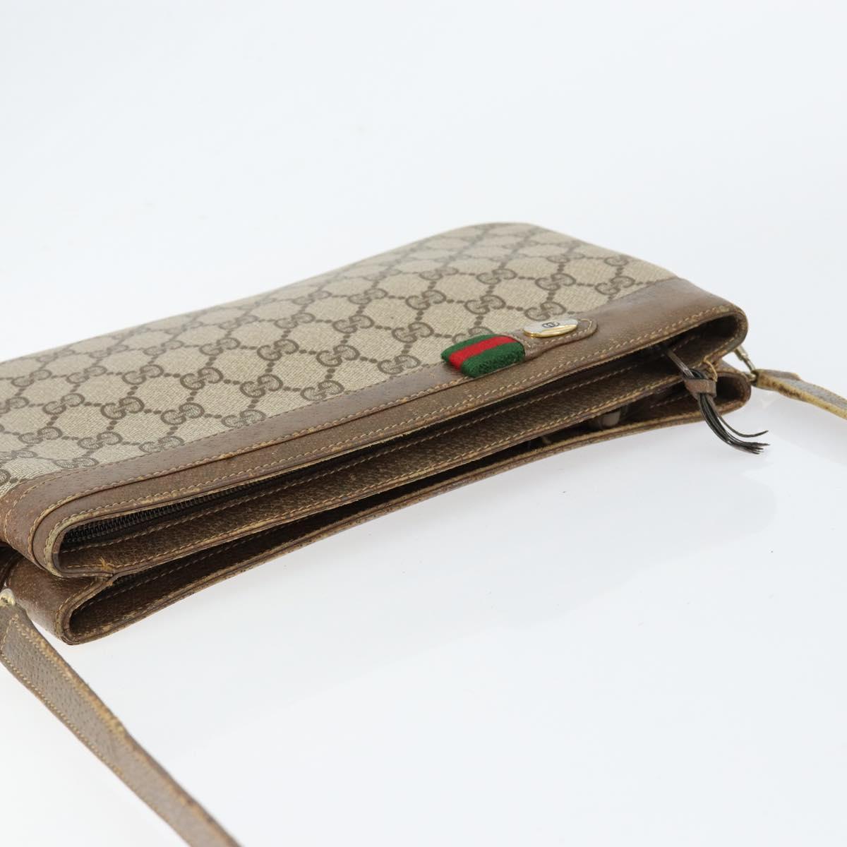 GUCCI GG Supreme Web Sherry Line Shoulder Bag PVC Beige 904 02 035 Auth 153952
