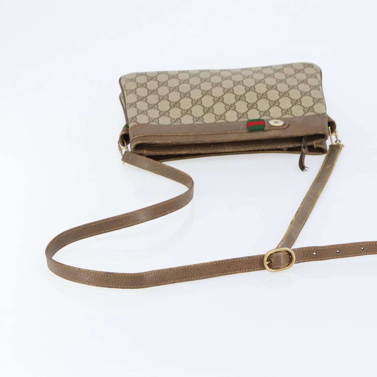 GUCCI GG Supreme Web Sherry Line Shoulder Bag PVC Beige 904 02 035 Auth 153952