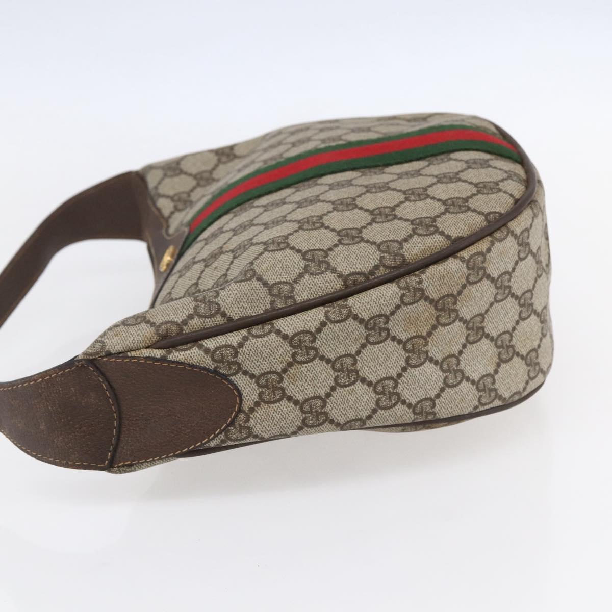 GUCCI GG Supreme Web Sherry Line Shoulder Bag PVC Beige 10 01 3840 Auth 153954