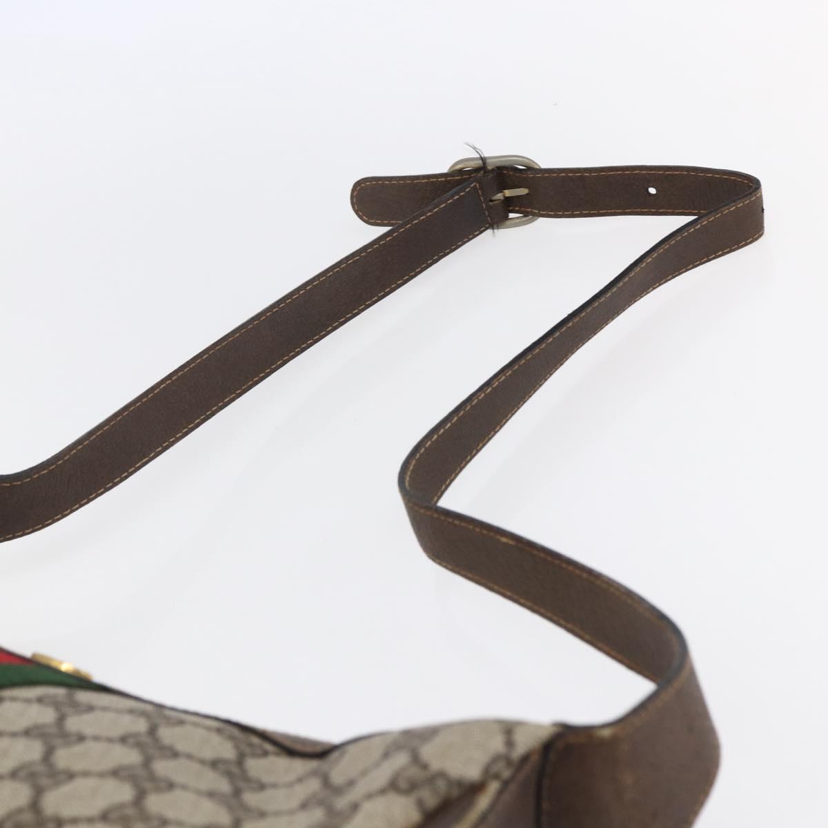 GUCCI GG Supreme Web Sherry Line Shoulder Bag PVC Beige 10 01 3840 Auth 153954