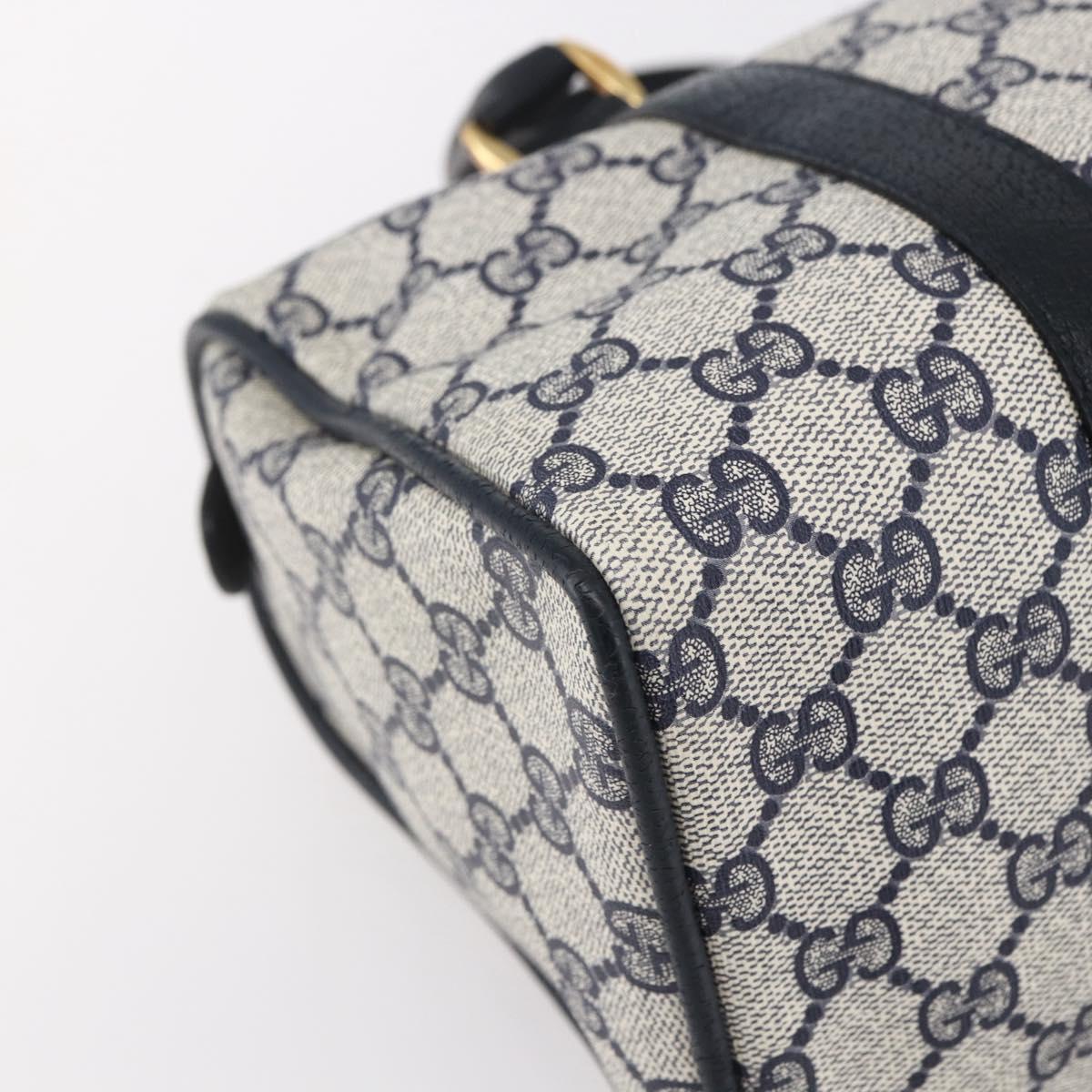 GUCCI GG Supreme Sherry Line Boston Bag PVC Navy Gold Red 116 02 006 Auth 153955