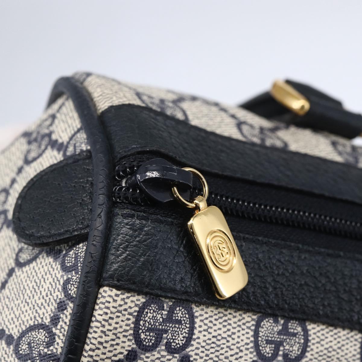 GUCCI GG Supreme Sherry Line Boston Bag PVC Navy Gold Red 116 02 006 Auth 153955