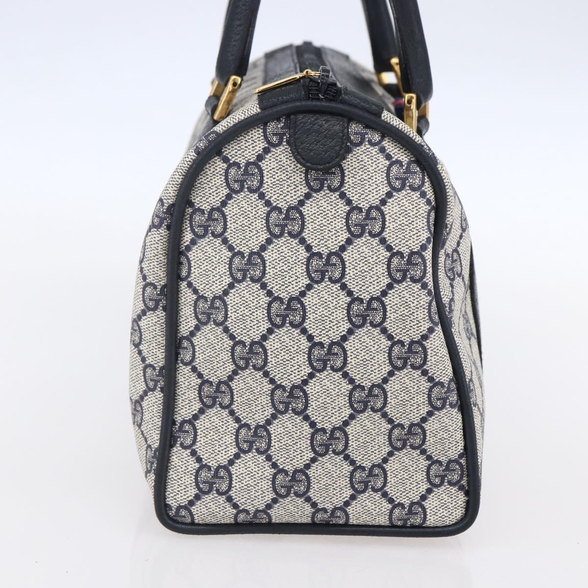 GUCCI GG Supreme Sherry Line Boston Bag PVC Navy Gold Red 116 02 006 Auth 153955