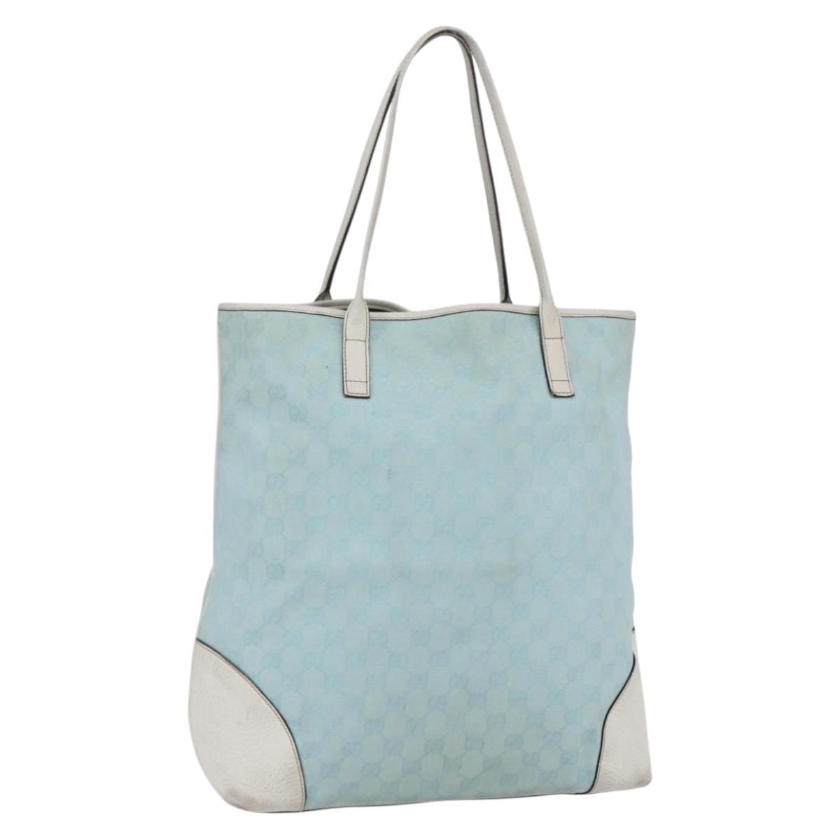 GUCCI GG Canvas Tote Bag Outlet Light Blue 263345 Auth 153956