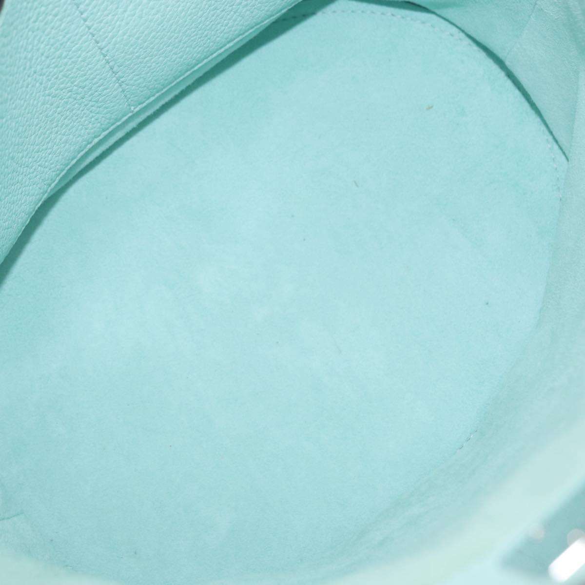 Salvatore Ferragamo Gancini Shoulder Bag Leather Light Blue Silver Auth 153957