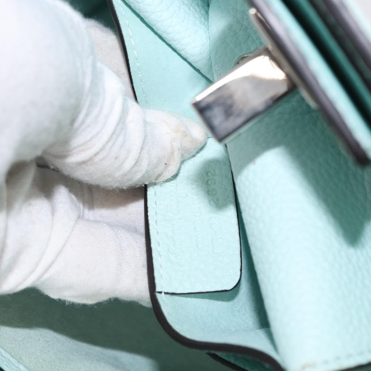 Salvatore Ferragamo Gancini Shoulder Bag Leather Light Blue Silver Auth 153957