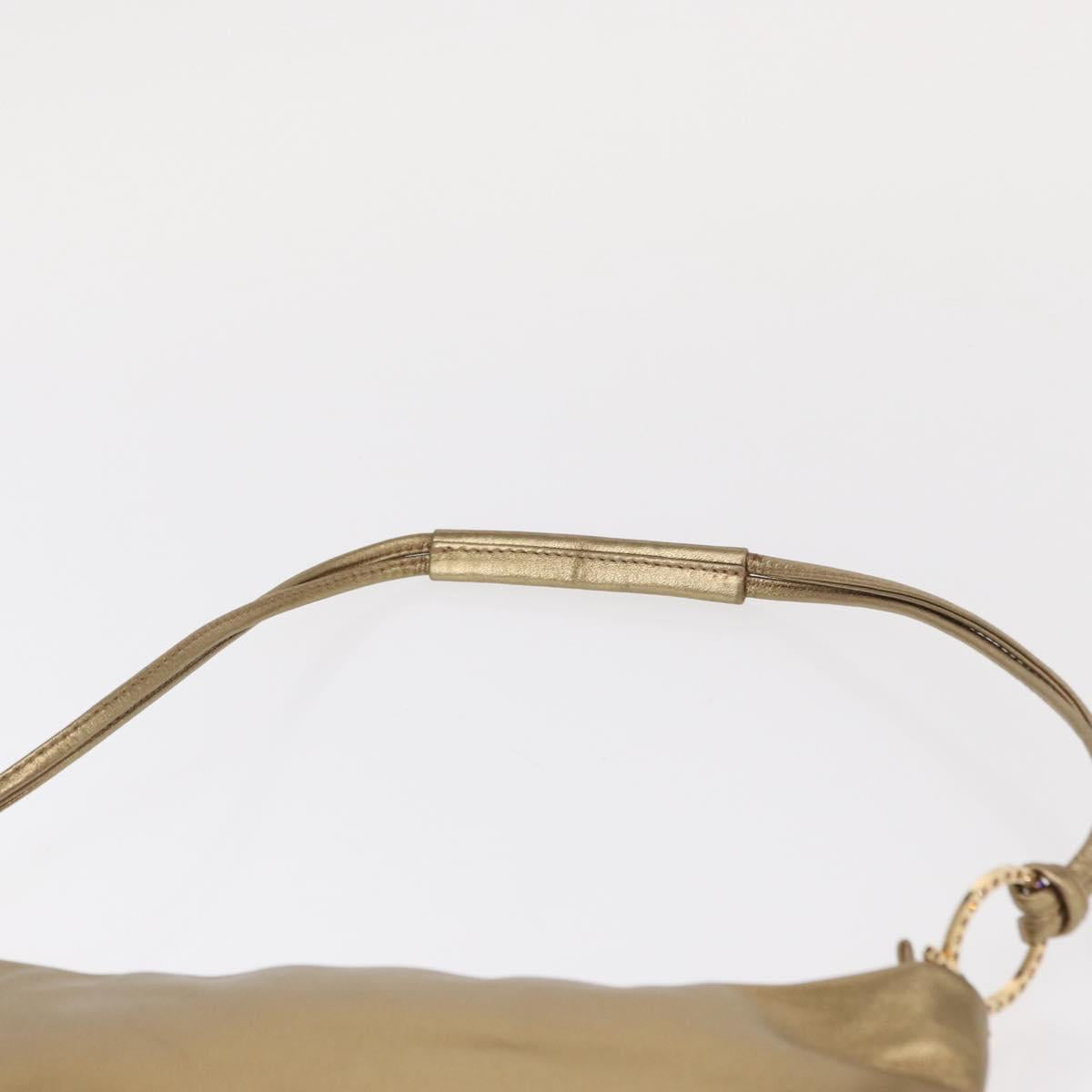 Salvatore Ferragamo Gancini Shoulder Bag Leather Black Gold Auth 153958