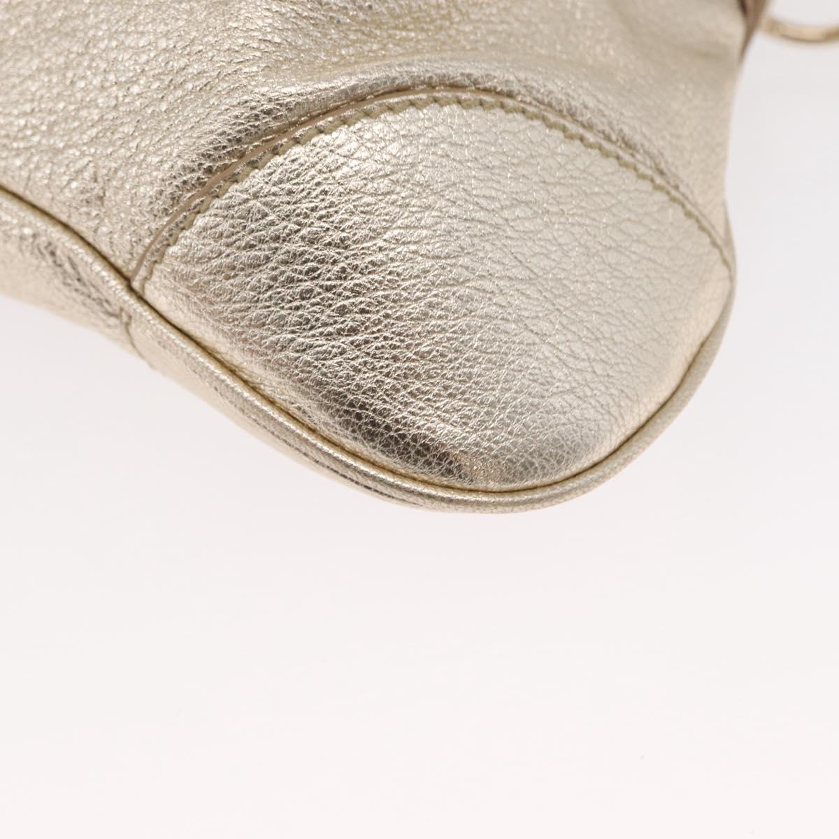 Salvatore Ferragamo Gancini Shoulder Bag Leather Gold Auth 153960